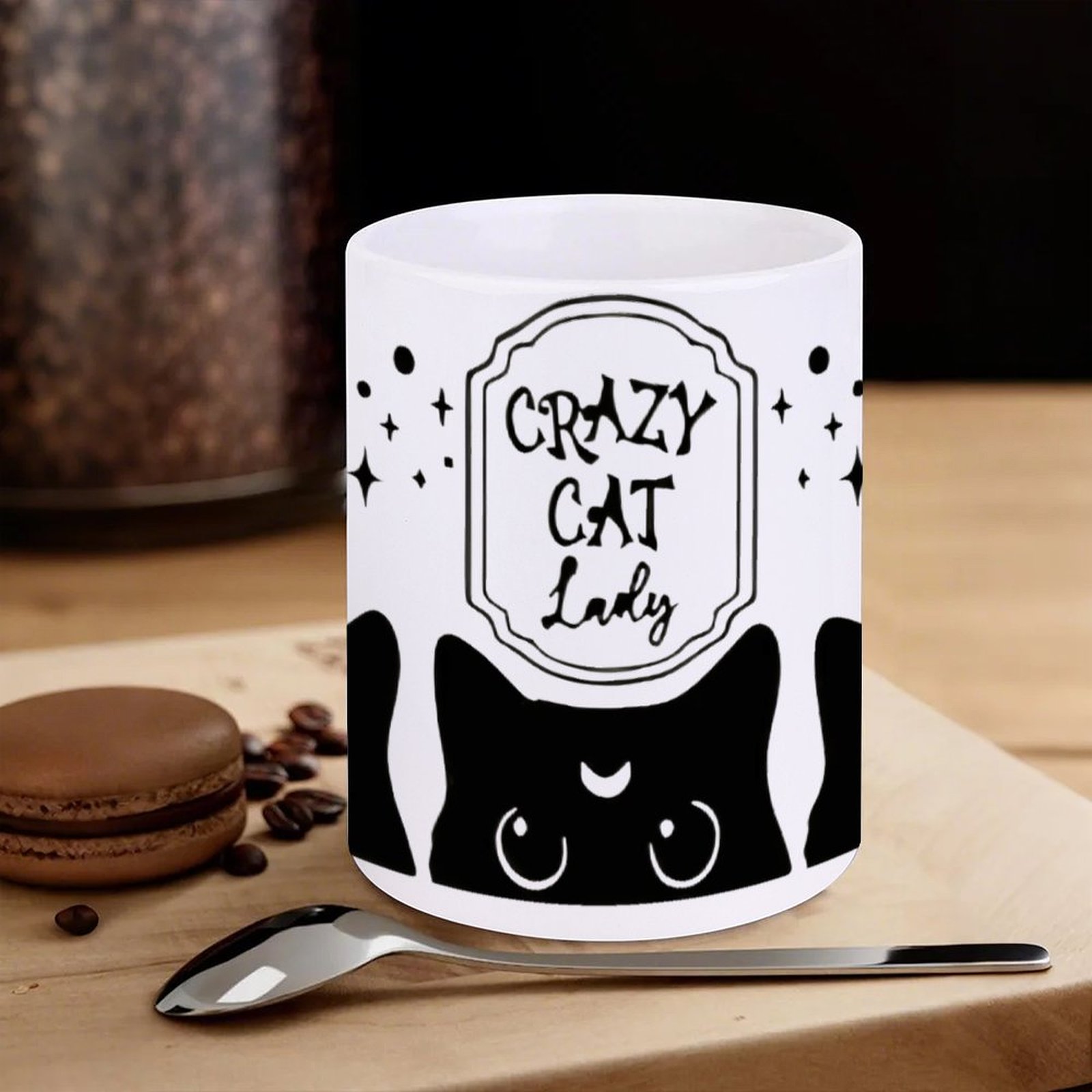 Three Black Cats With Crescent - Sublimation Mug White recension och pris