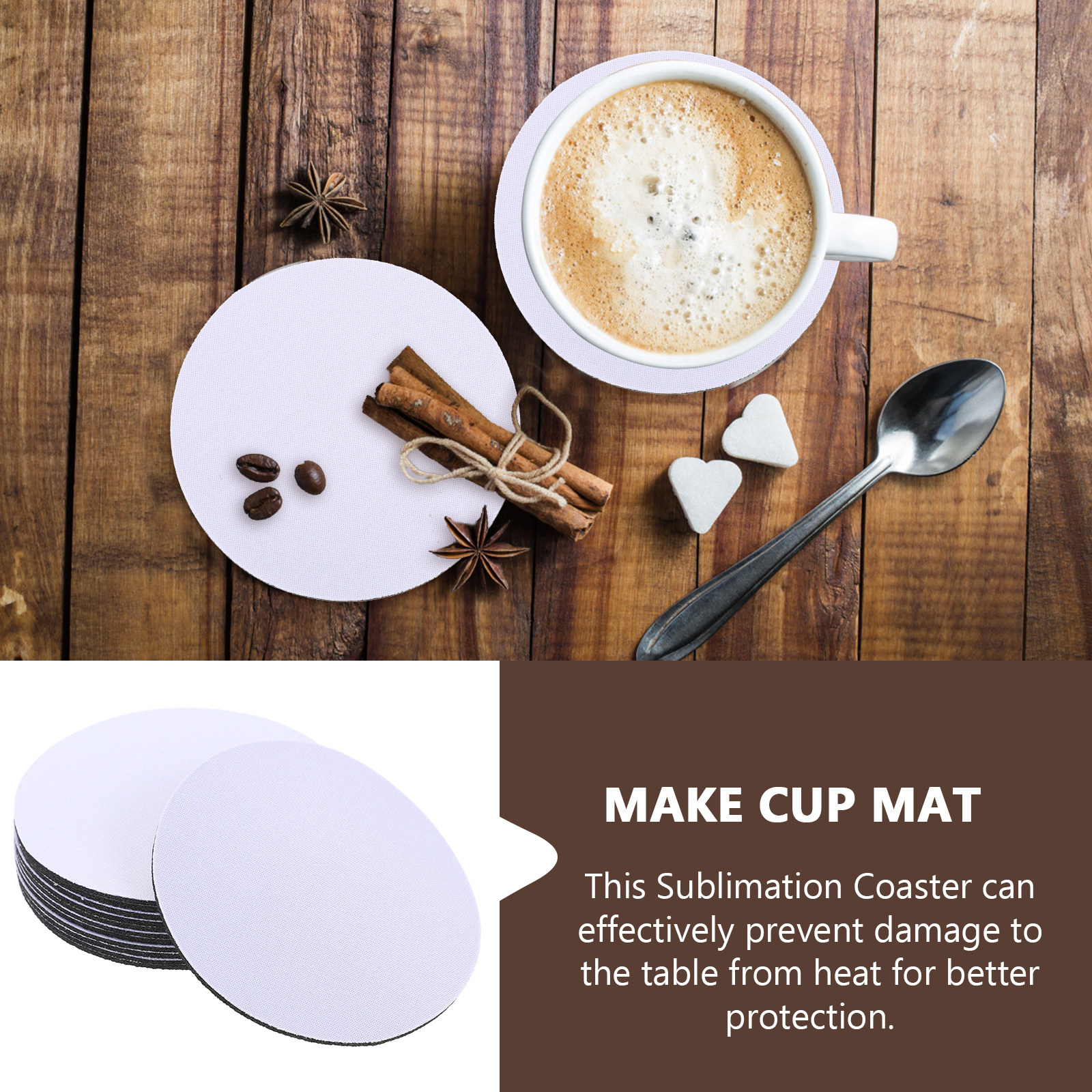 10Pcs Sublimation Heat Transfe - Coaster Sublimation Blank recension och pris