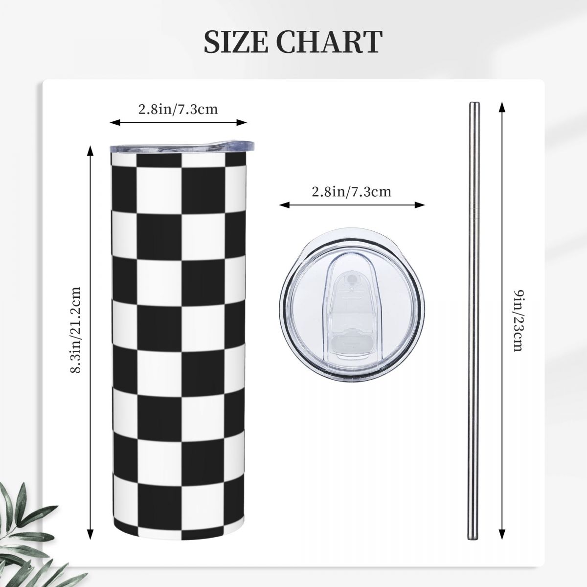 Black And White Checkerboard S - Tumbler 20Oz White recension och pris