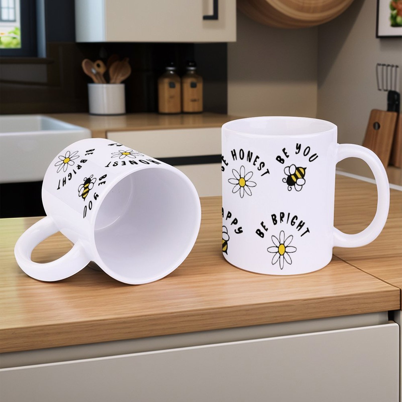 Four Stickers With Bees And Da - Sublimation Mug White recension och pris
