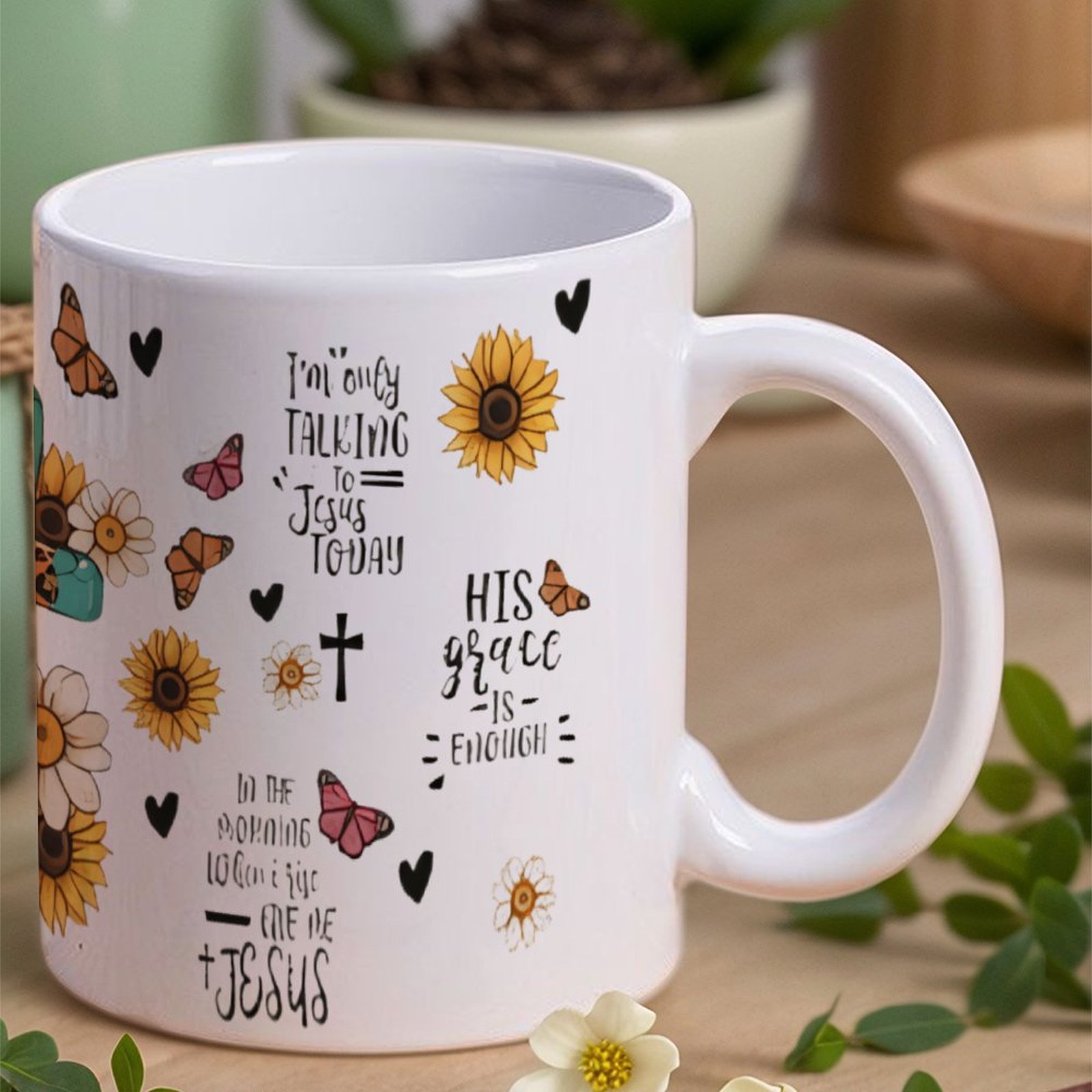 A Cross Surrounded By Sunflowe - Sublimation Mug White recension och pris