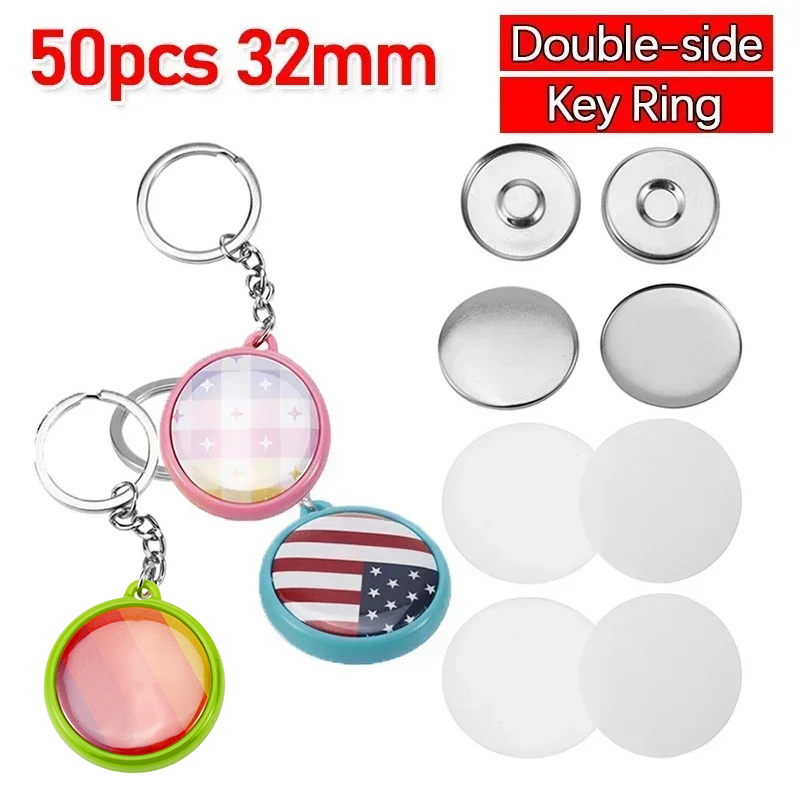 50pcs/Set 32mm Double-side Key - Button Badge Blank recension och pris