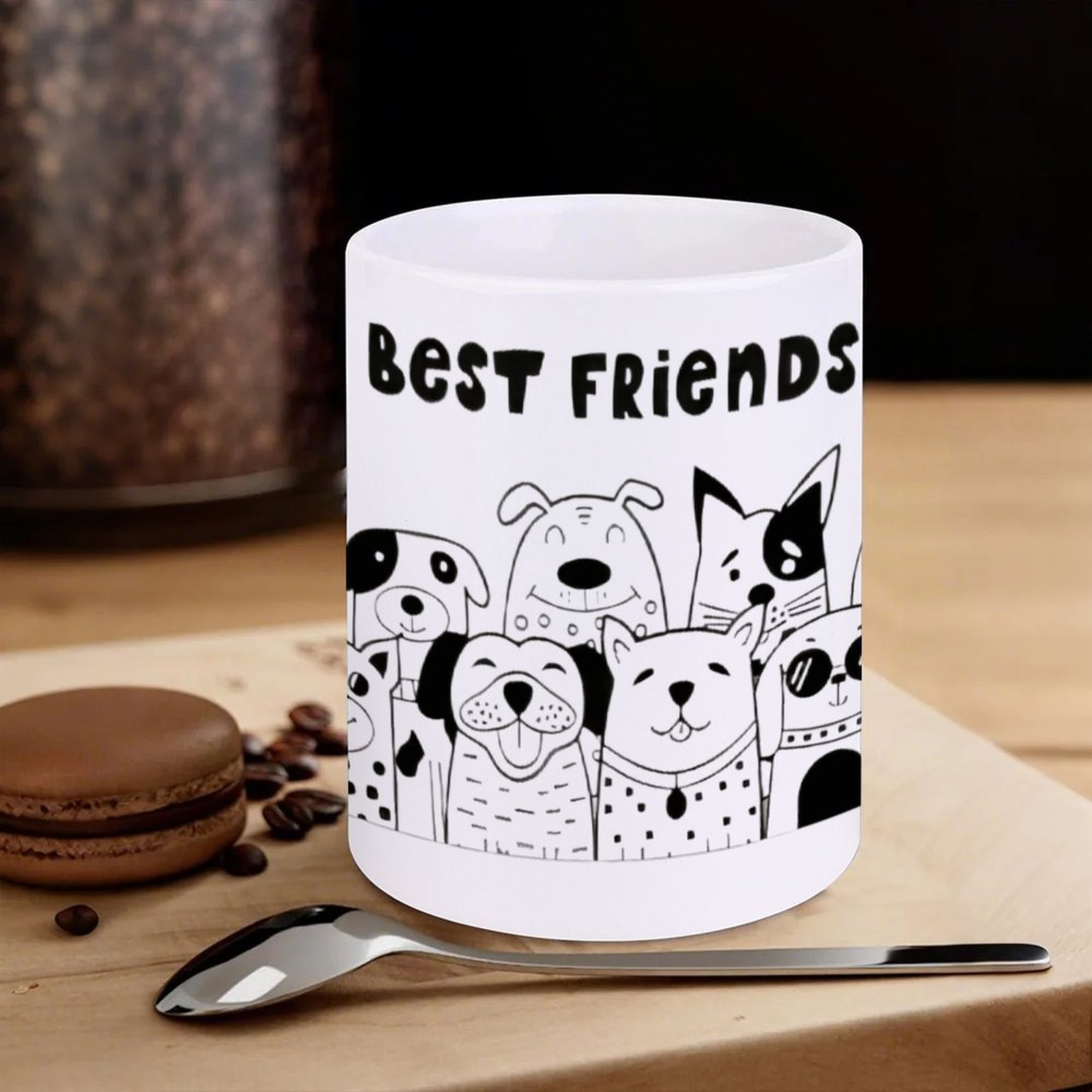 Illustration Of Dogs With The  - Sublimation Mug White recension och pris